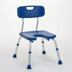 MELBOURNE – taboret prysznicowy z oparciem i wycięciem sanitarnym, antypoślizgowy