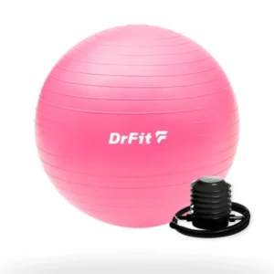 Piłka do ćwiczeń fitness i rehabilitacji z pompką elastyczna stabilizująca ø 45 różowa DrFit