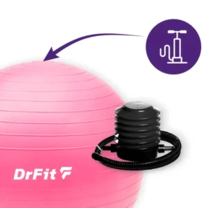 Piłka do ćwiczeń fitness i rehabilitacji z pompką elastyczna stabilizująca ø 45 różowa DrFit