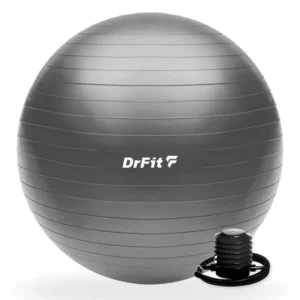 Piłka do ćwiczeń fitness i rehabilitacji z pompką elastyczna stabilizująca ø 75 szara