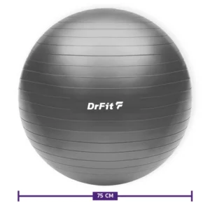 Piłka do ćwiczeń fitness i rehabilitacji z pompką elastyczna stabilizująca ø 75 szara