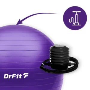 Piłka do ćwiczeń fitness i rehabilitacji z pompką elastyczna stabilizująca ø55 fioletowa DrFit