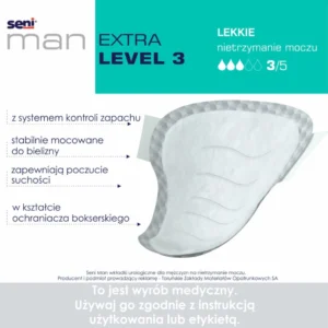Wkładki urologiczne dla mężczyzn Seni Man Level 3 Extra