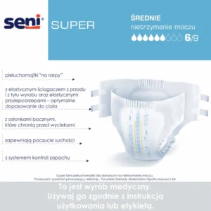 Seni Super (2) Seni Super pieluchomajtki dla dorosłych zapinane na rzepy