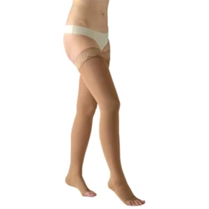 Avicenum PHLEBO 360 Medyczne pończochy samonośne, czubek otwarty, z koronką, (CCL2)