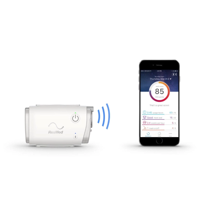 Kieszonkowy aparat na bezdech senny Auto CPAP ResMed AirMini z bezwodnym nawilżaniem