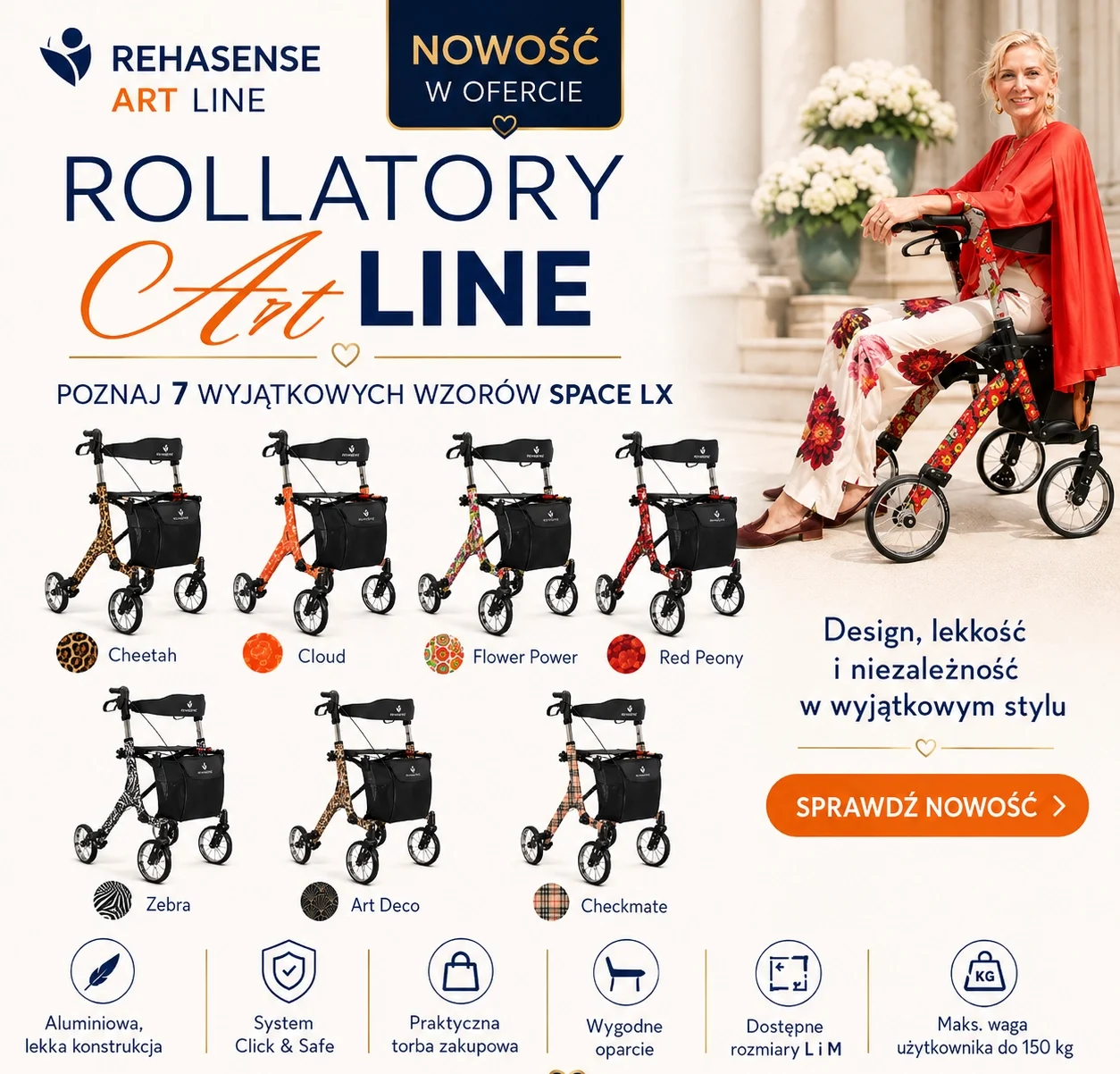 Designerski rollator Rehasense Space LX Art Line