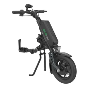 Przystawka elektryczna do wózka Rehasense Eco Assist 12″ – lekka konstrukcja, manualne podłączanie, standardowa kierownica, szerokość ramy 210–480 mm
