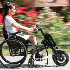 Przystawka elektryczna do wózka Rehasense Eco Assist 12″ – lekka konstrukcja, manualne podłączanie, standardowa kierownica, szerokość ramy 210–480 mm