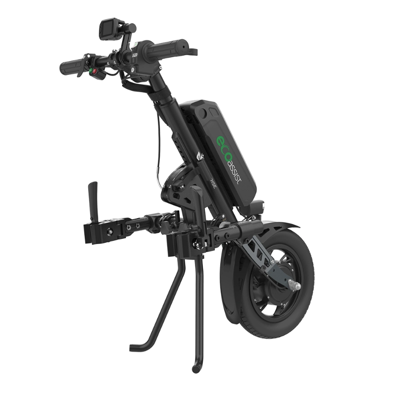 Przystawka elektryczna do wózka Rehasense Eco Assist 12″ – lekka konstrukcja, manualne podłączanie, standardowa kierownica, szerokość ramy 210–480 mm