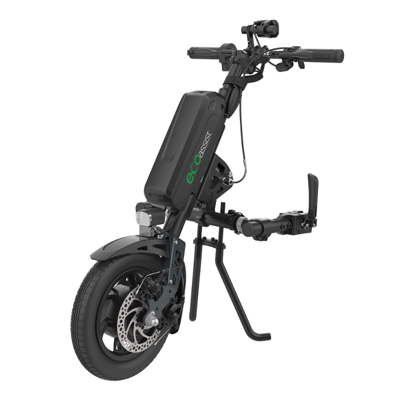 Przystawka elektryczna do wózka Rehasense Eco Assist 12″ – lekka konstrukcja, manualne podłączanie, standardowa kierownica, szerokość ramy 210–480 mm