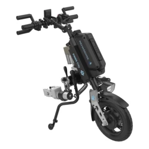 Przystawka elektryczna do wózka Rehasense PAWS City 12″ – podłączanie automatyczne, kierownica Tetra, szerokość ramy 295–540 mm