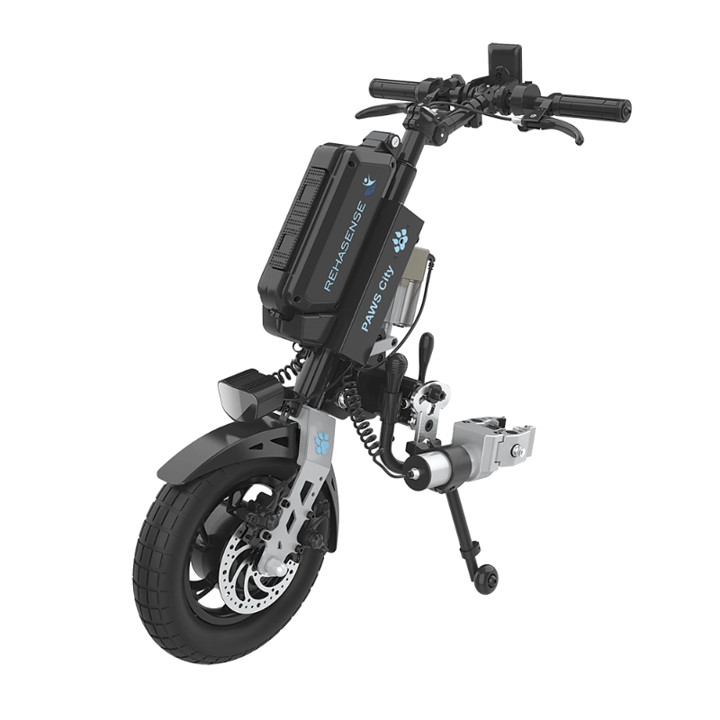 Przystawka elektryczna do wózka Rehasense PAWS City 14″ – podłączanie automatyczne, kierownica standardowa, rama 295–540 mm