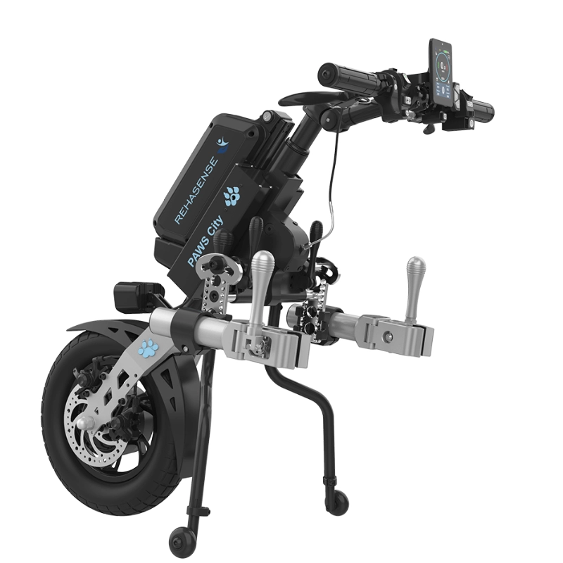 Przystawka elektryczna do wózka Rehasense PAWS City 14″ – podłączanie ręczne, kierownica standardowa, rama 295–540 mm
