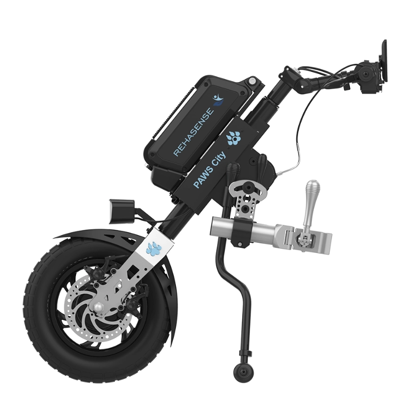 Przystawka elektryczna do wózka Rehasense PAWS City 14″ – podłączanie ręczne, kierownica standardowa, rama 295–540 mm