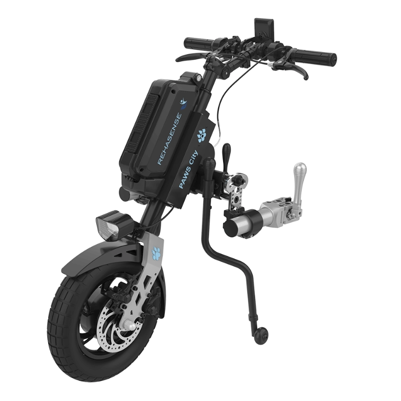 Przystawka elektryczna do wózka Rehasense PAWS City 14″ – podłączanie ręczne, kierownica standardowa, rama 295–540 mm