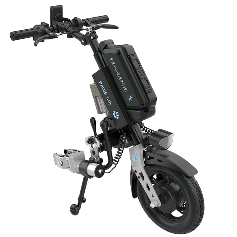 Przystawka elektryczna do wózka Rehasense PAWS City 12″ – podłączanie automatyczne, kierownica standardowa, rama 295–540 mm