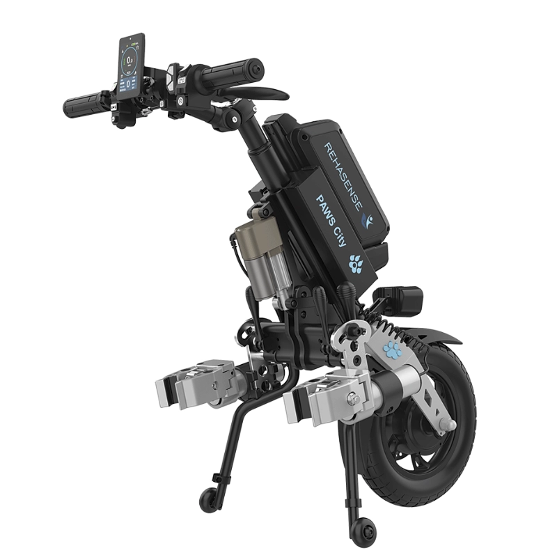 Przystawka elektryczna do wózka Rehasense PAWS City 12″ – podłączanie automatyczne, kierownica standardowa, rama 295–540 mm