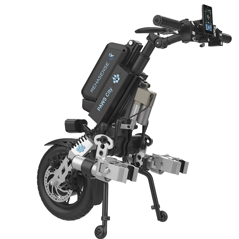 Przystawka elektryczna do wózka Rehasense PAWS City 12″ – podłączanie automatyczne, kierownica standardowa, rama 295–540 mm