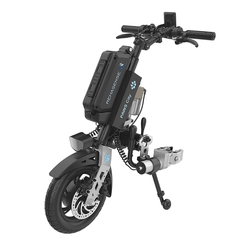 Przystawka elektryczna do wózka Rehasense PAWS City 12″ – podłączanie automatyczne, kierownica standardowa, rama 295–540 mm