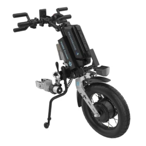 Przystawka elektryczna do wózka Rehasense PAWS Cruiser 16″ – podłączanie automatyczne, kierownica Tetra, szerokość ramy 295–540 mm