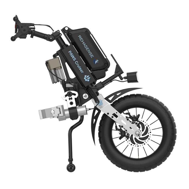 Przystawka elektryczna do wózka Rehasense PAWS Cruiser 16″ – podłączanie automatyczne, kierownica Tetra, szerokość ramy 295–540 mm