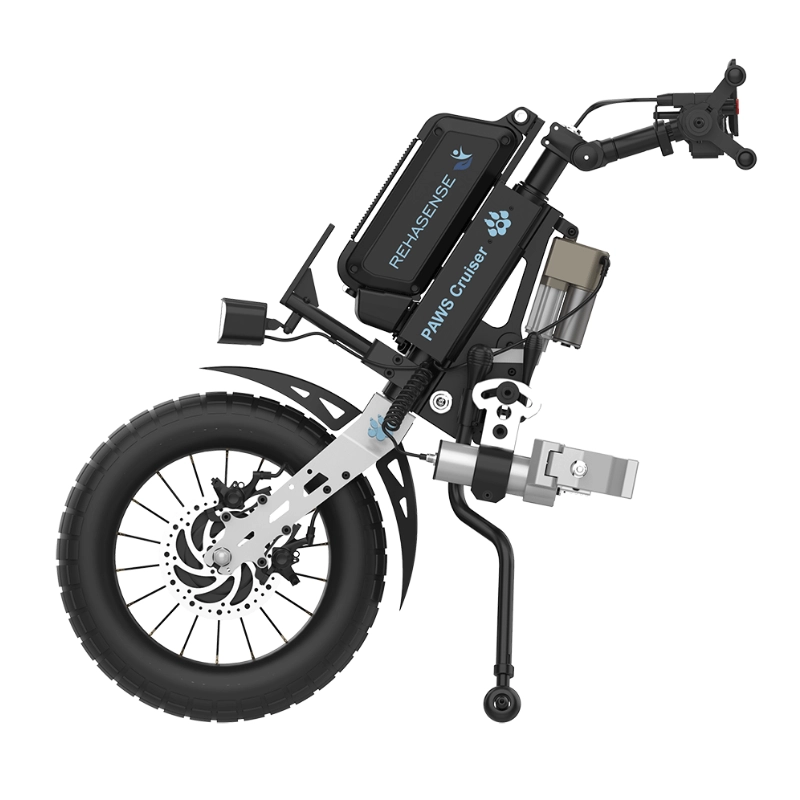 Przystawka elektryczna do wózka Rehasense PAWS Cruiser 16″ – podłączanie automatyczne, kierownica Tetra, szerokość ramy 295–540 mm
