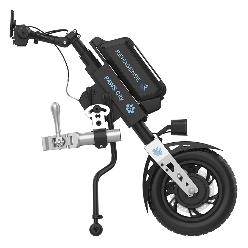 Przystawka elektryczna do wózka Rehasense PAWS City 12″ – podłączanie ręczne, kierownica standardowa, rama 295–540 mm