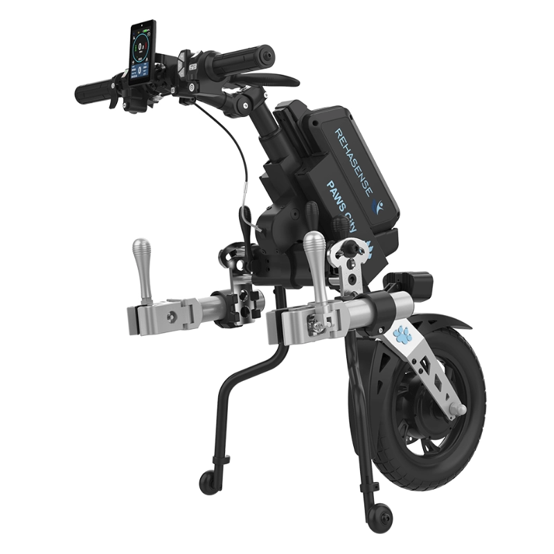 Przystawka elektryczna do wózka Rehasense PAWS City 12″ – podłączanie ręczne, kierownica standardowa, rama 295–540 mm