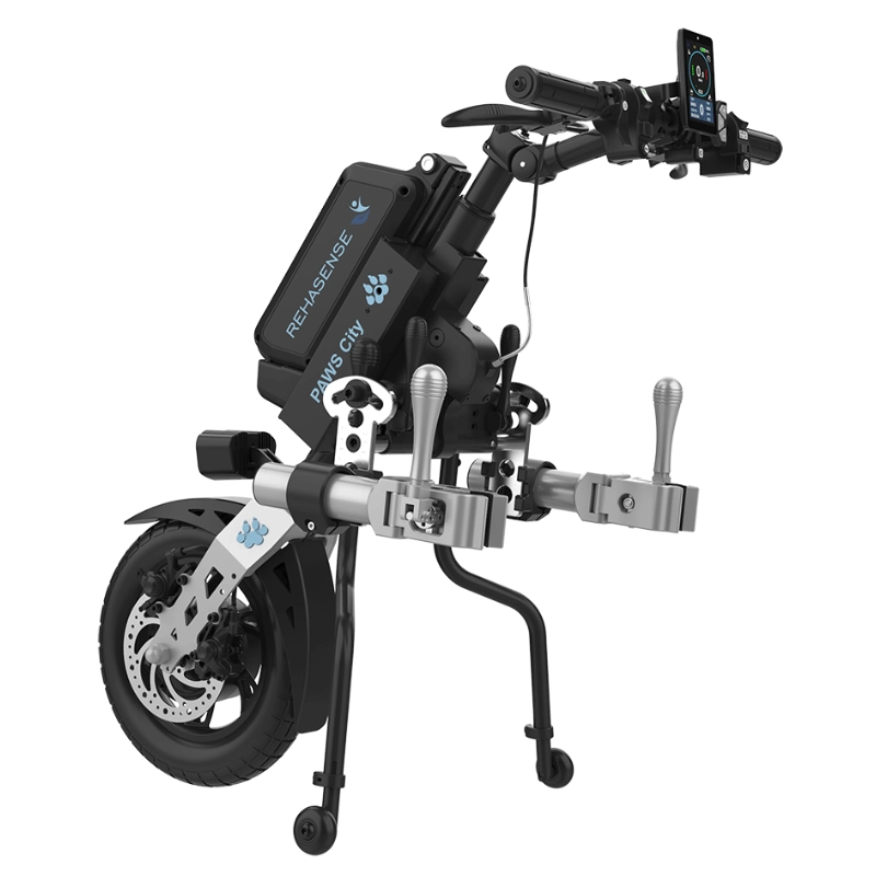 Przystawka elektryczna do wózka Rehasense PAWS City 12″ – podłączanie ręczne, kierownica standardowa, rama 295–540 mm