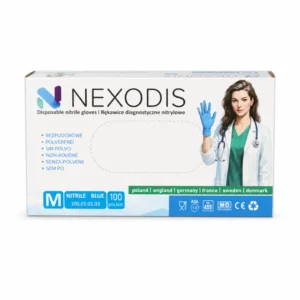 Rękawice nitrylowe niebieskie Nexodis bezpudrowe – jednorazowe diagnostyczne 100 sztuk